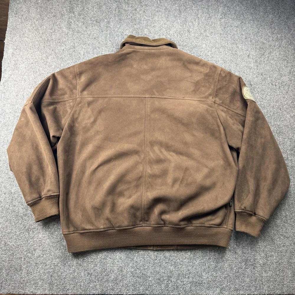 Sean John Jacket Mens XL Brown Faux Suede Bomber Full Zip Embroidered‎ Pockets - Picture 4 of 9